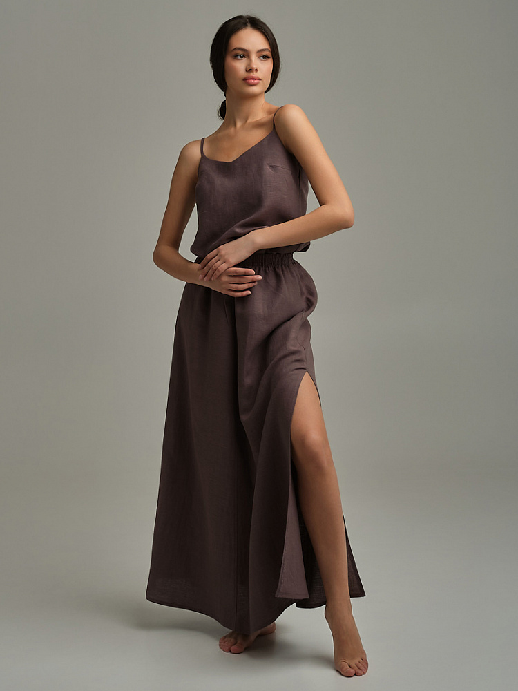 Юбка изо льна Sonet Шоколадный_9844