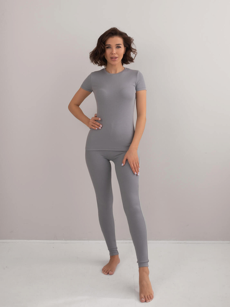 Тёмно-серая футболка трикотажная в рубчик Basic_6668