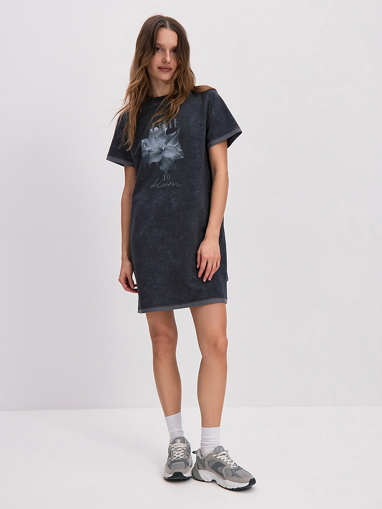 Платье из футера 2х нитки  Urban chic Серый туман_14187