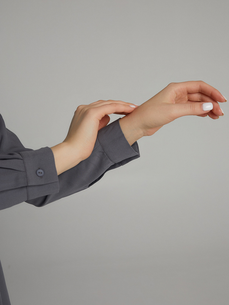 Рубашка с длинным рукавом из струящегося штапеля Pretty Стальной_10144