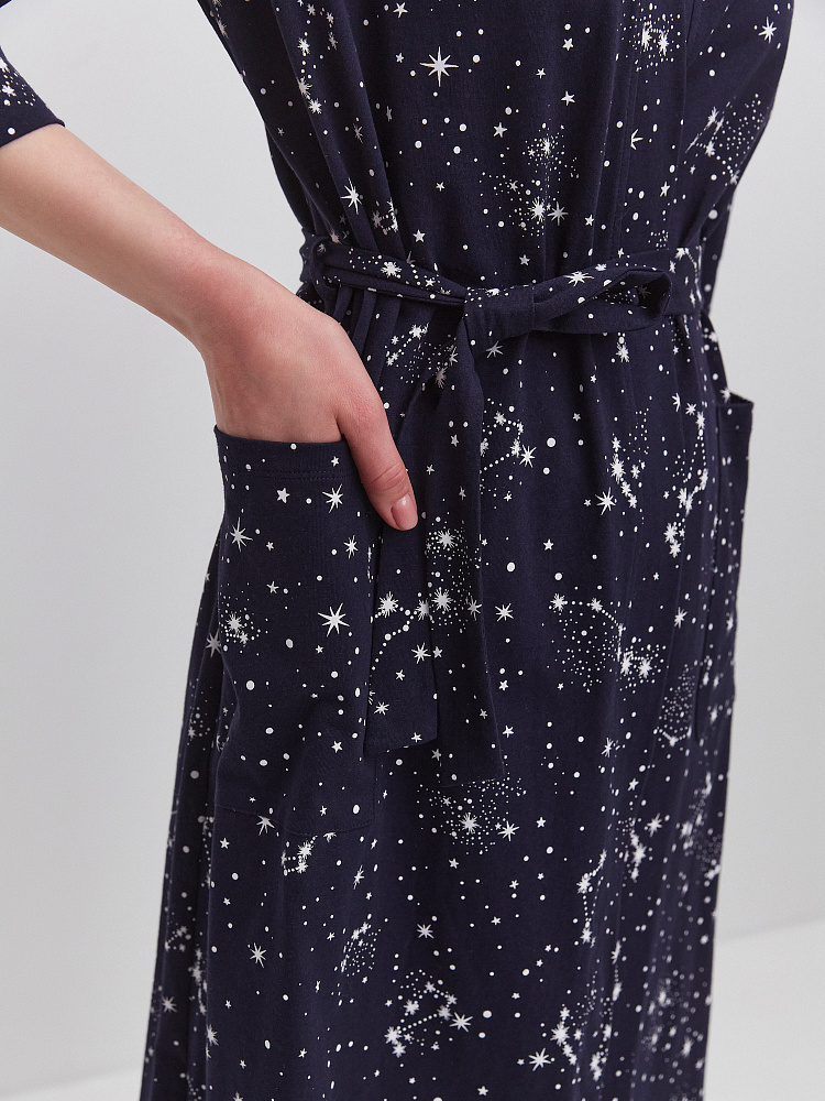 Халат из хлопка с поясом Cozy time Созвездия_11182