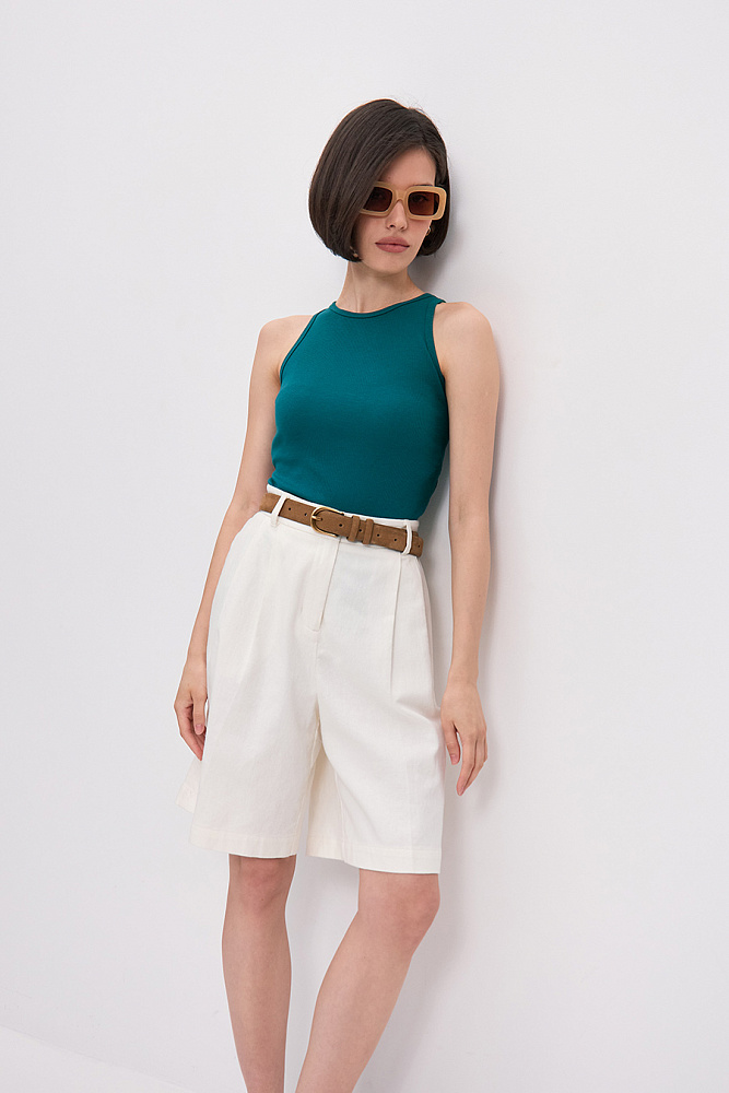 Майка Американка трикотажная в рубчик Basic Зеленый сапфир_15688