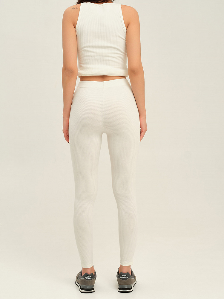 Леггинсы трикотажные в рубчик Flat Молочный_9703