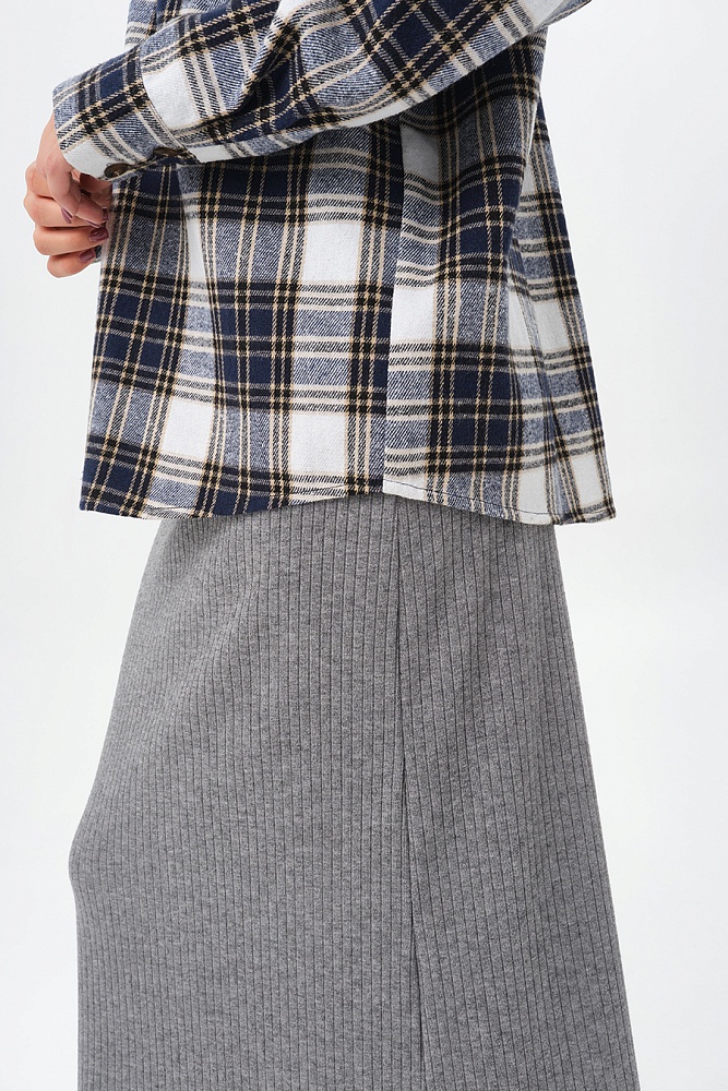 Рубашка в клетку из хлопка City Plus Джинсовая клетка_16943