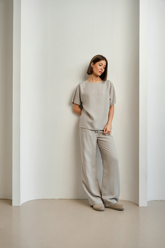 Прямые брюки изо льна Sonet Светло-серый_14996