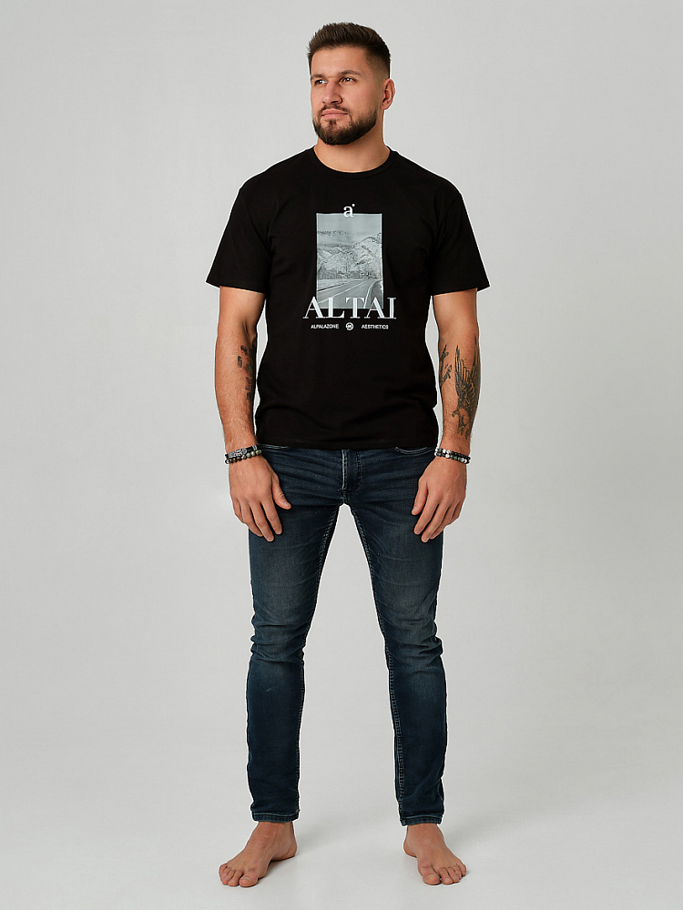 Футболка мужская с принтом David Черный/Дорога_9161