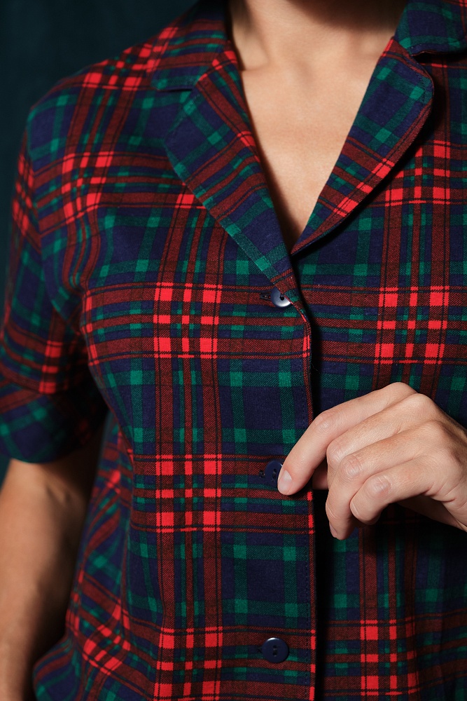 Прямые брюки из хлопка Slow beauty Шотландская клетка_18466