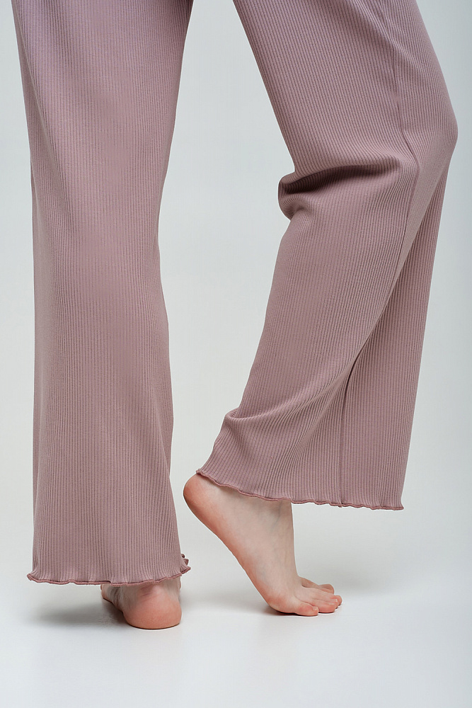 Брюки трикотажные в рубчик Пудра Flat_8625