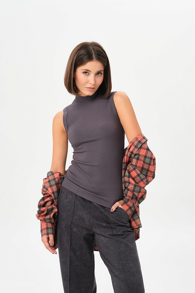 Майка со стойкой Flat Графит_16835