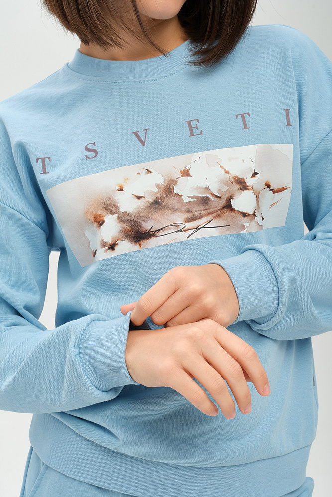 Свитшот из футера Art place Голубой/Хлопок_14380