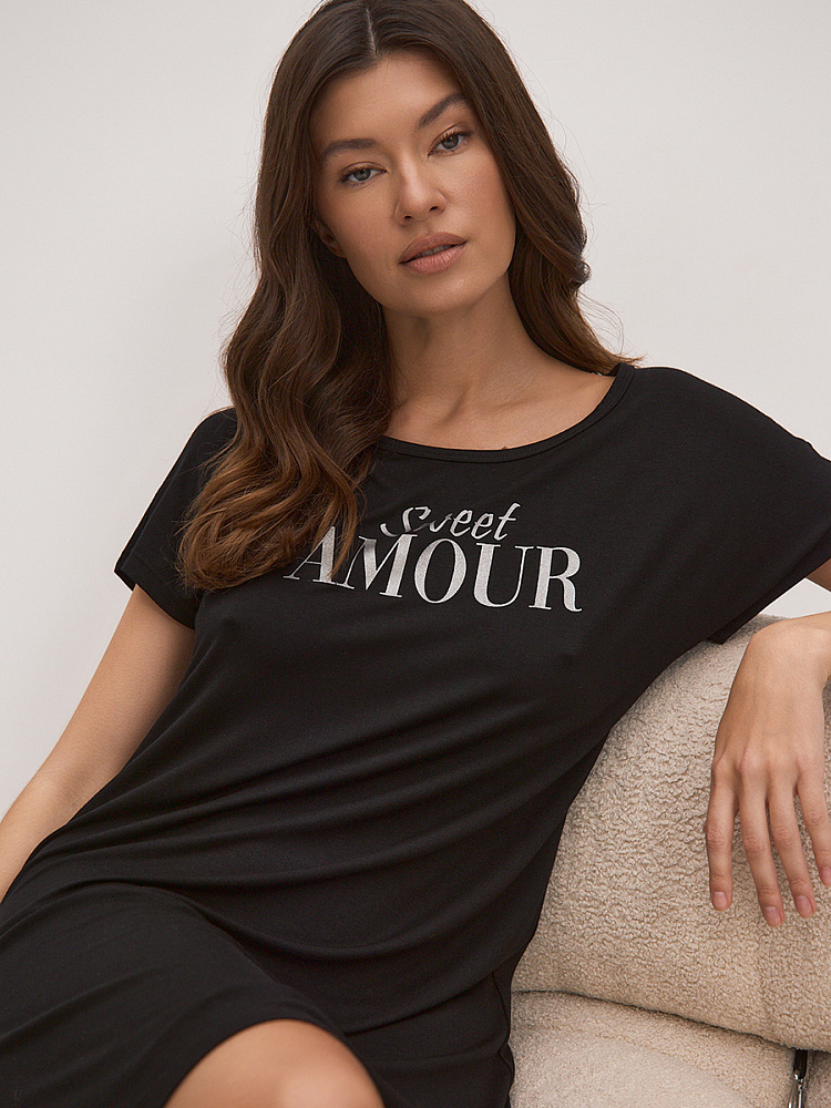 Платье из вискозы с кружевом Peris Черный_13370