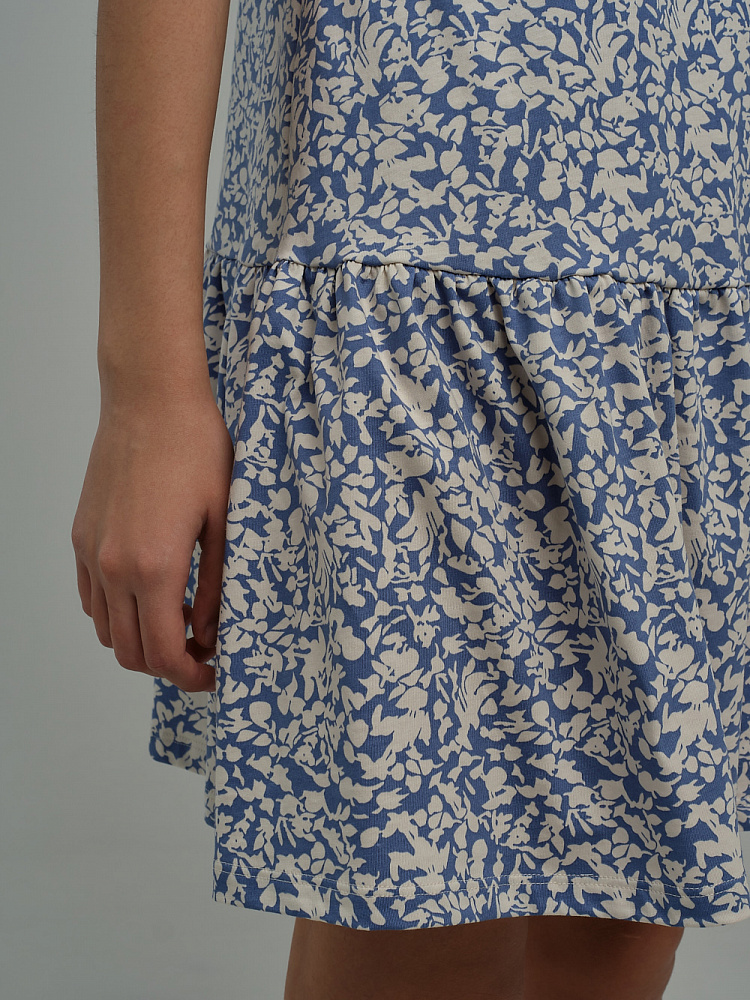 Платье из хлопка Kira Цветы на голубом_10585