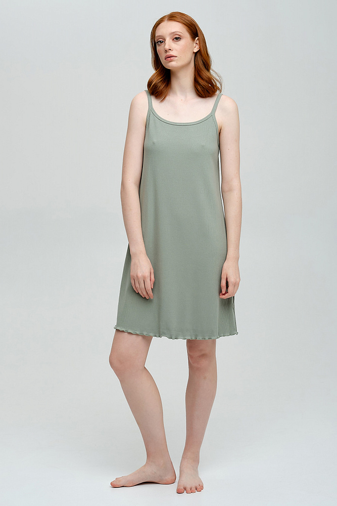 Сорочка зеленая трикотажная в рубчик Оливка Flat_8335