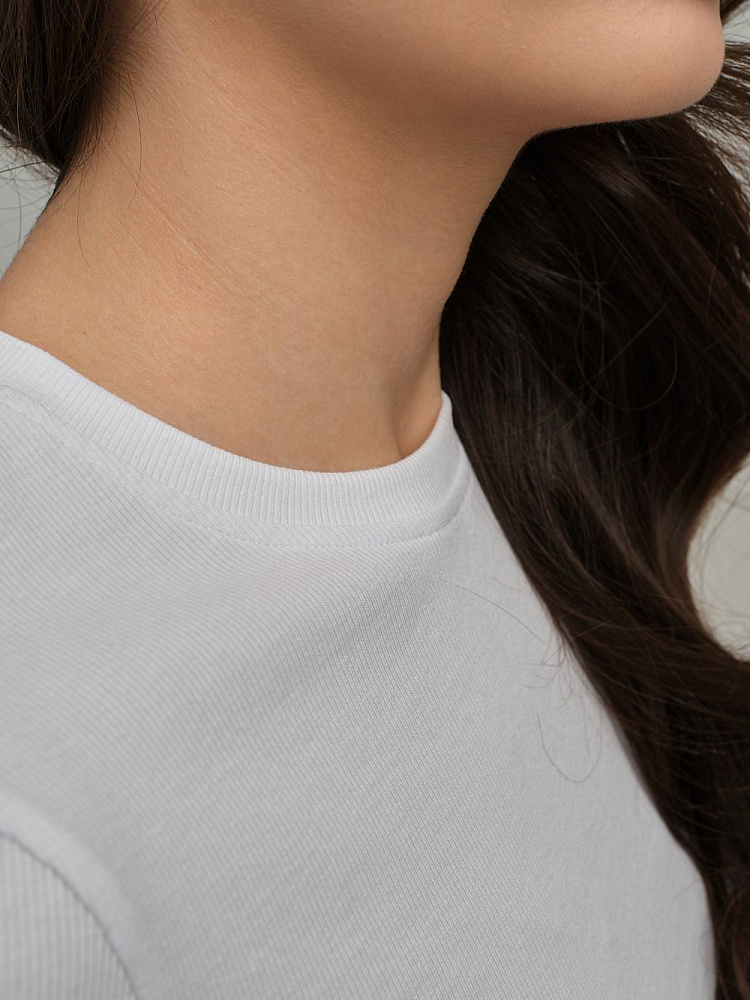 Лонгслив трикотажный в рубчик Basic Белый_11898