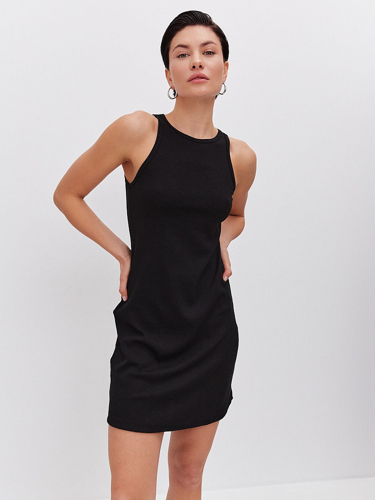 Платье в рубчик Basic Черный_11470