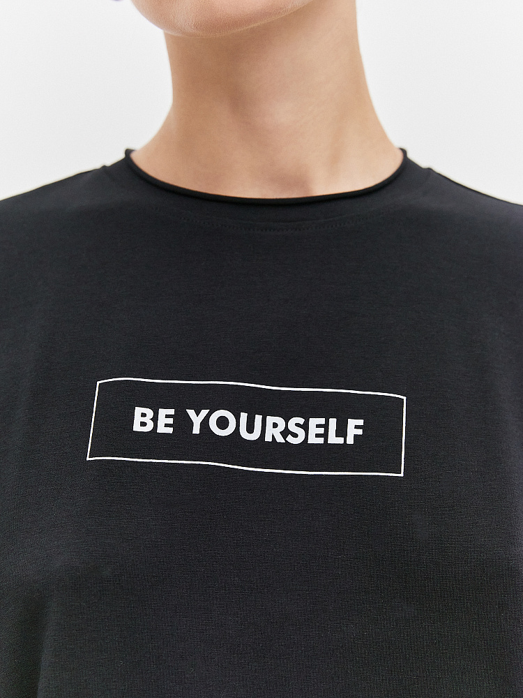 Футболка из эластичного хлопка May Черный/Wild_10768