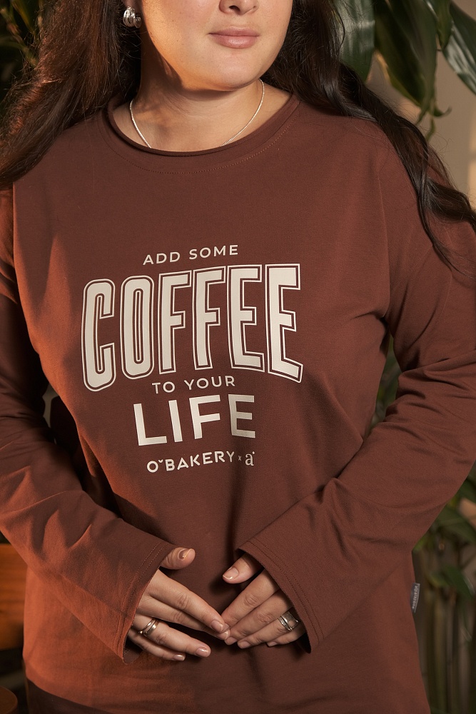 Лонгслив из эластичного хлопка Espresso Коричневый/Life _16461