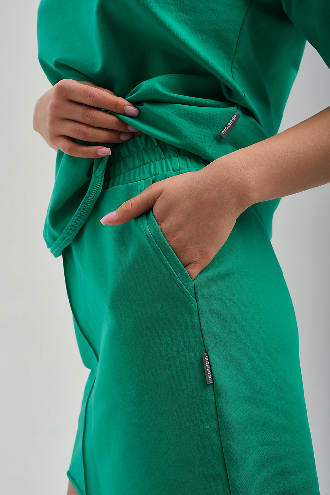 Юбка из легкого эластичного футера Urban chic Зеленый_9488