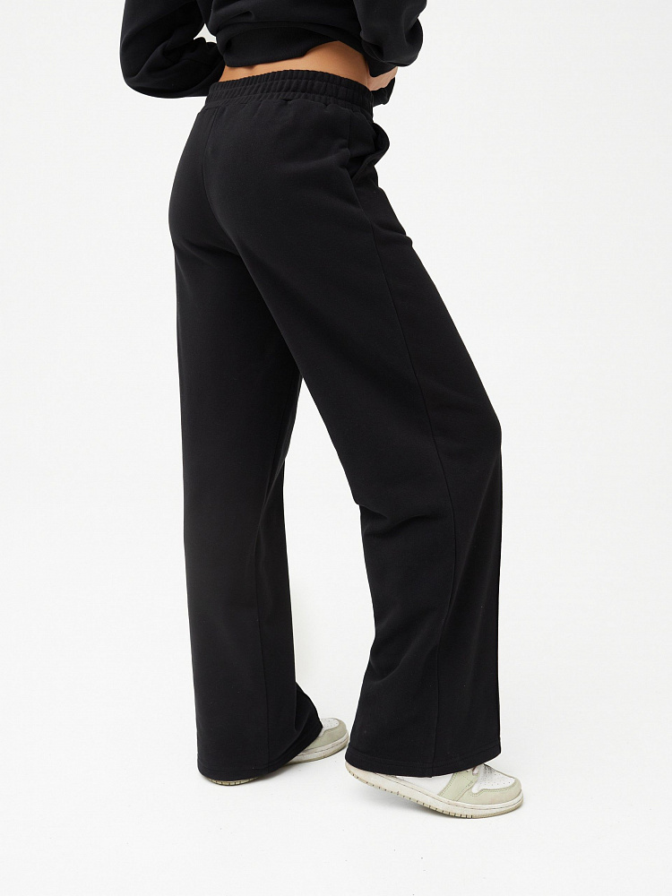 Прямые брюки из эластичного футера Jessy Черный_11374