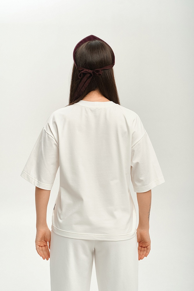 Брюки из футера Зимняя сказка Молочный_18135