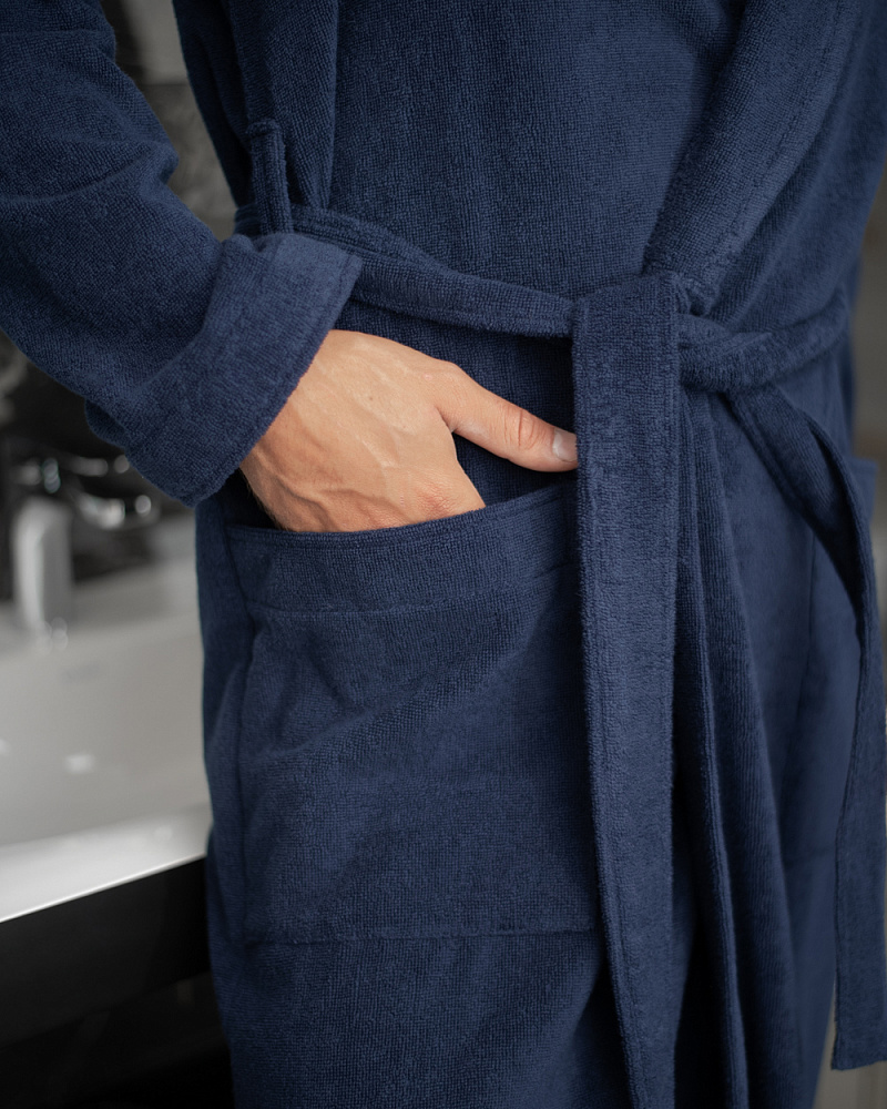 Халат махровый длинный синий мужской Comfort_8393