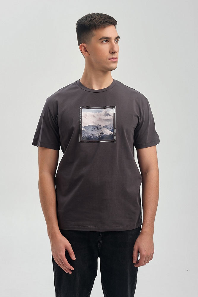 Футболка мужская с принтом Altai man Графит/Пик горы_16729
