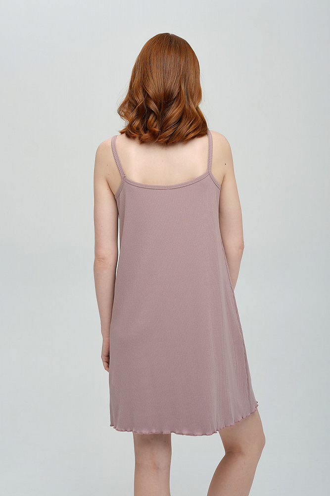 Сорочка трикотажная в рубчик Пудра Flat_8440