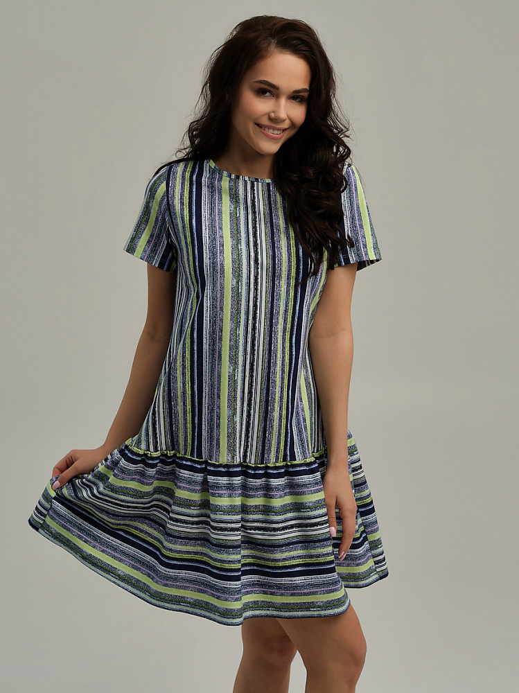 Платье из хлопка Kira Зеленый/Полоска_10563