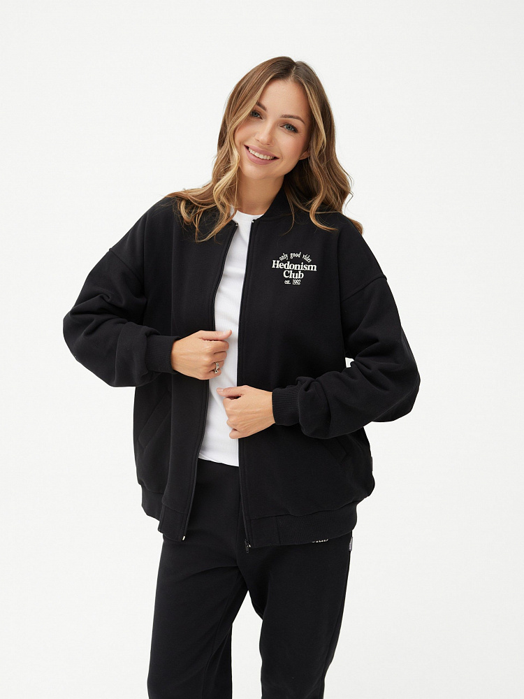 Бомбер из футера Jessy Черный_11409
