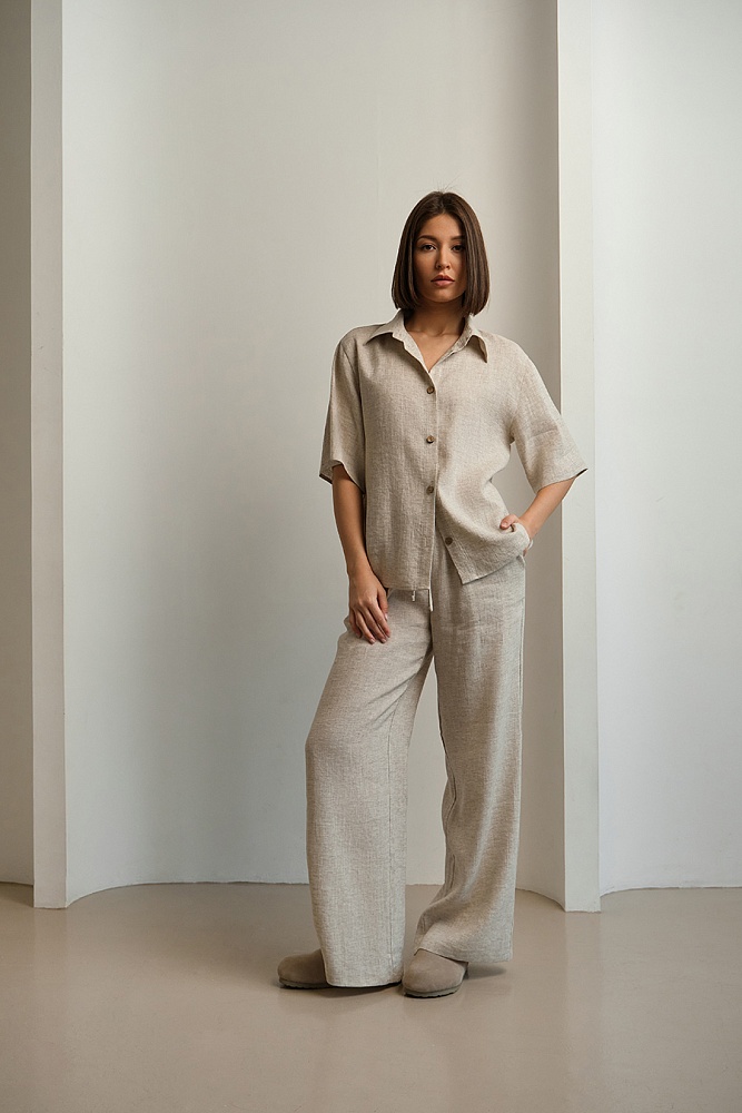 Прямые брюки изо льна Sonet Бежевый_15008