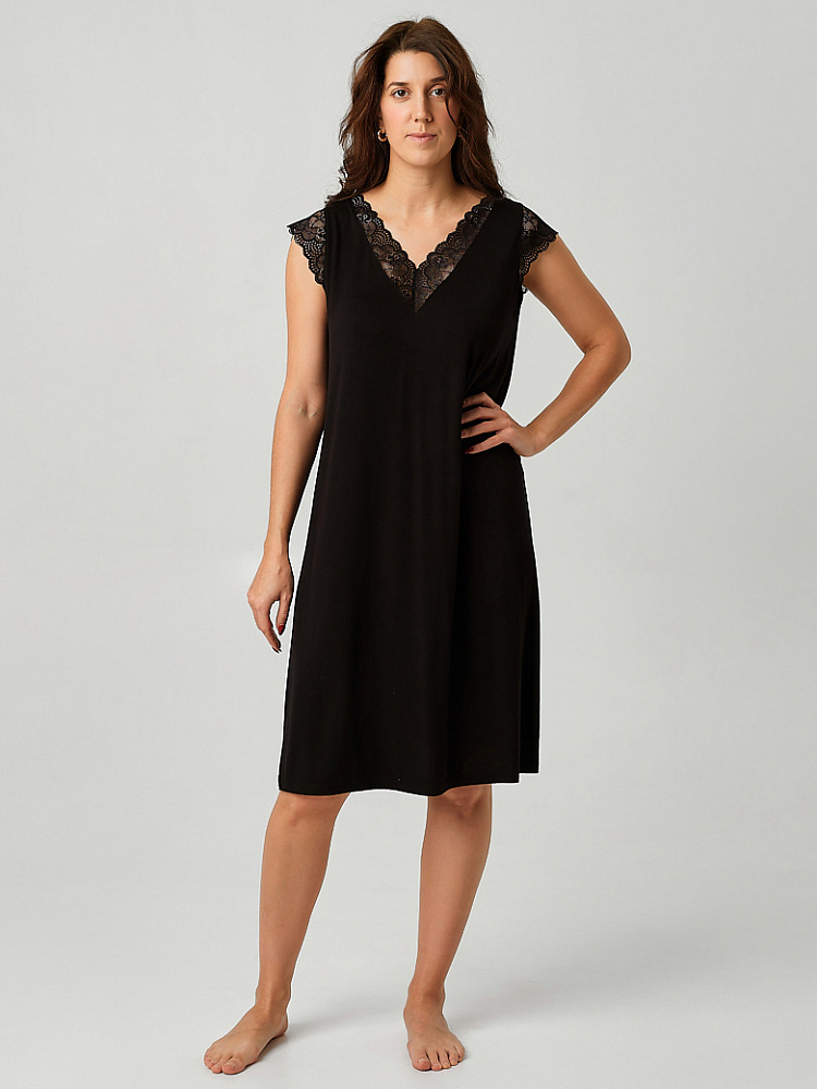 Сорочка из вискозы с кружевом Lili Черный_9237