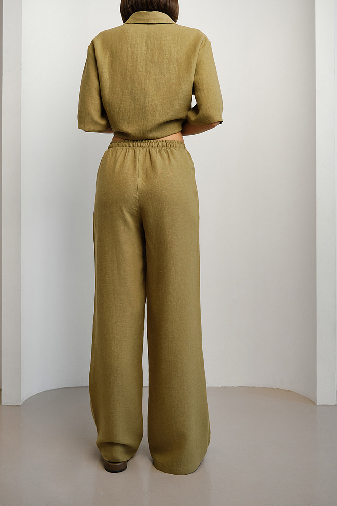 Прямые брюки изо льна Sonet Хаки_15017