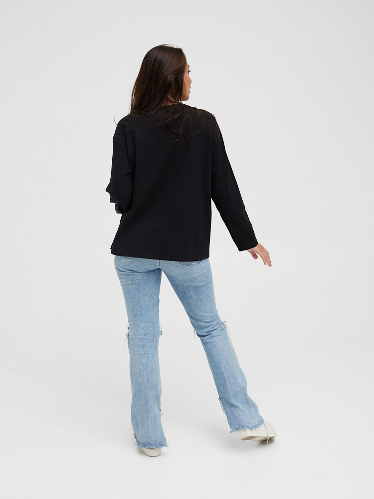 Лонгслив оверсайз в стиле гранж Liberty Черный/Не сейчас_11481