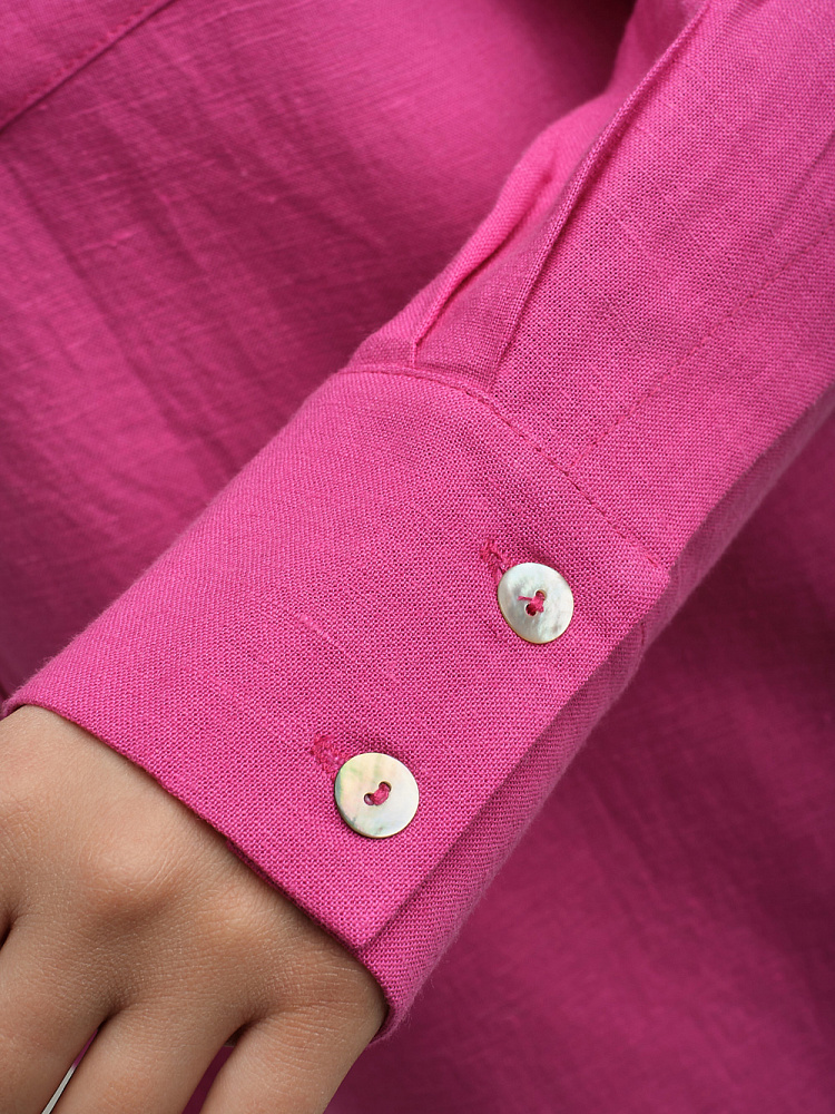 Рубашка оверсайз изо льна с длинным рукавом Sonet Фуксия_9918