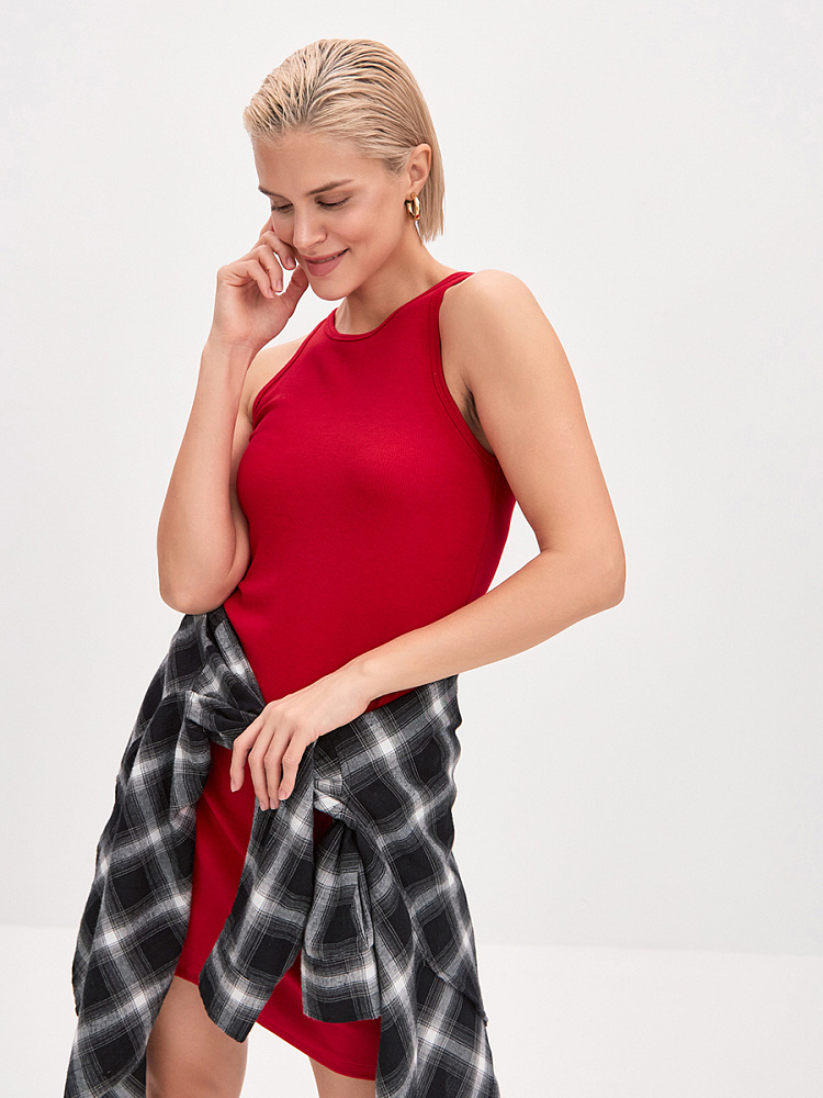 Платье в рубчик Basic Красный_13633
