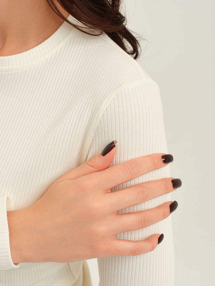 Лонгслив трикотажный в рубчик Flat Молочный_12286