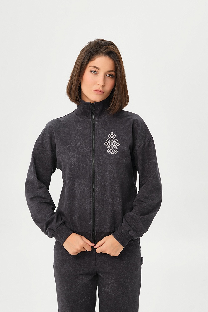 Свитшот на молнии из футера 2х нитка Future Серый туман_17223