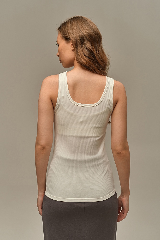 Майка трикотажная в рубчик Flat Молочный_16076