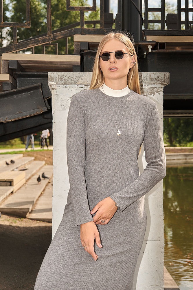 Платье Cozy Soft Серый меланж_16393