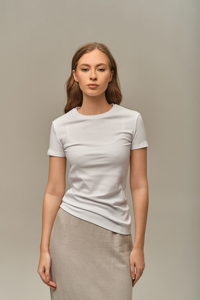 Футболка трикотажная в рубчик Flat Белый_15970
