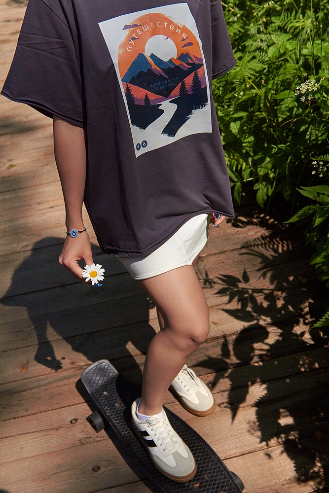 Футболка оверсайз Park Графит/Путешествия _16516