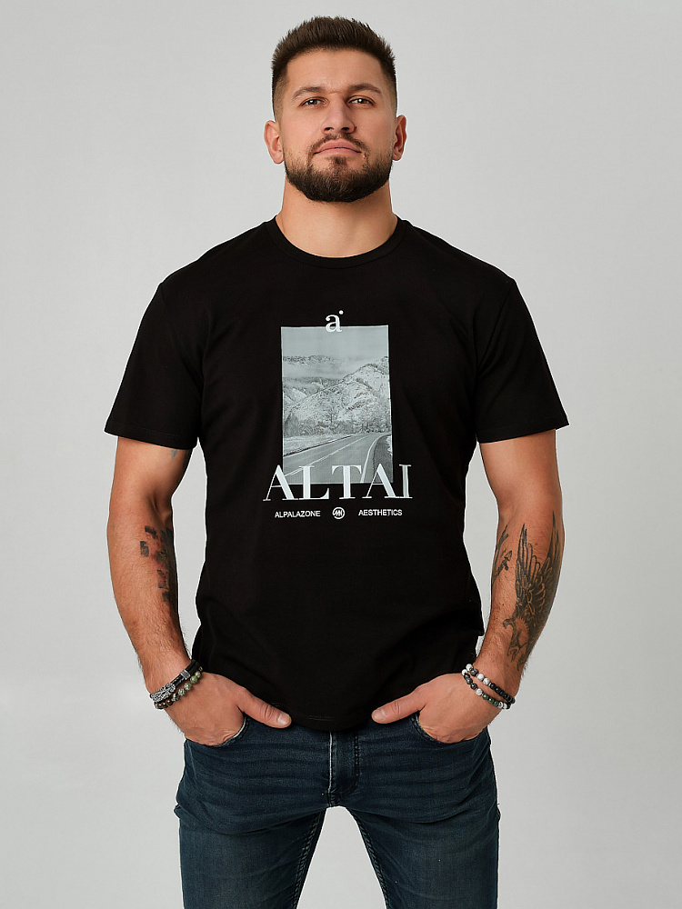 Футболка мужская с принтом David Черный/Дорога_9159