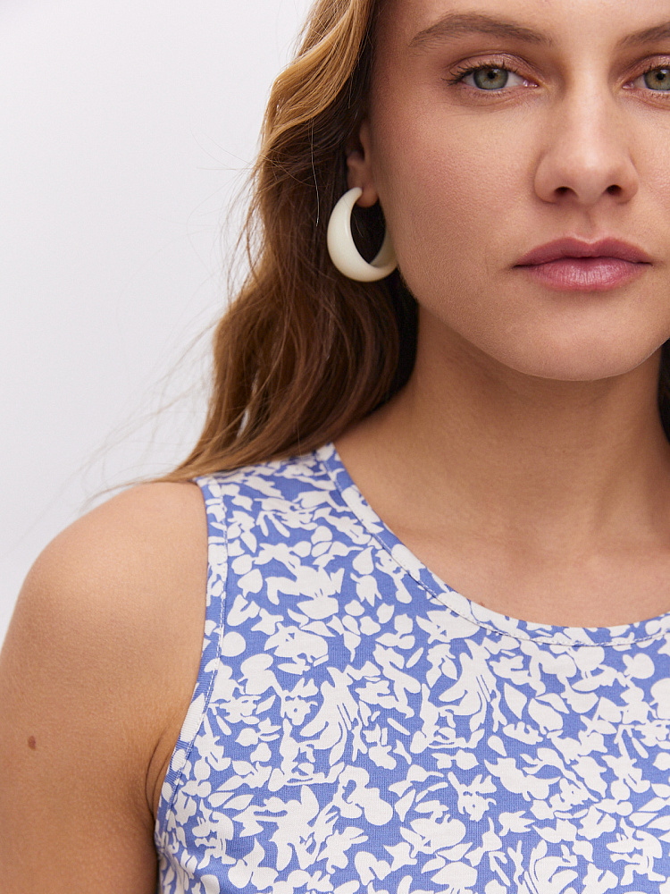 Платье из хлопка Kira Цветы на голубом_10691