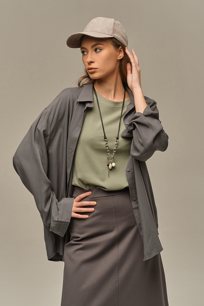 Футболка трикотажная в рубчик Flat Олива_15991