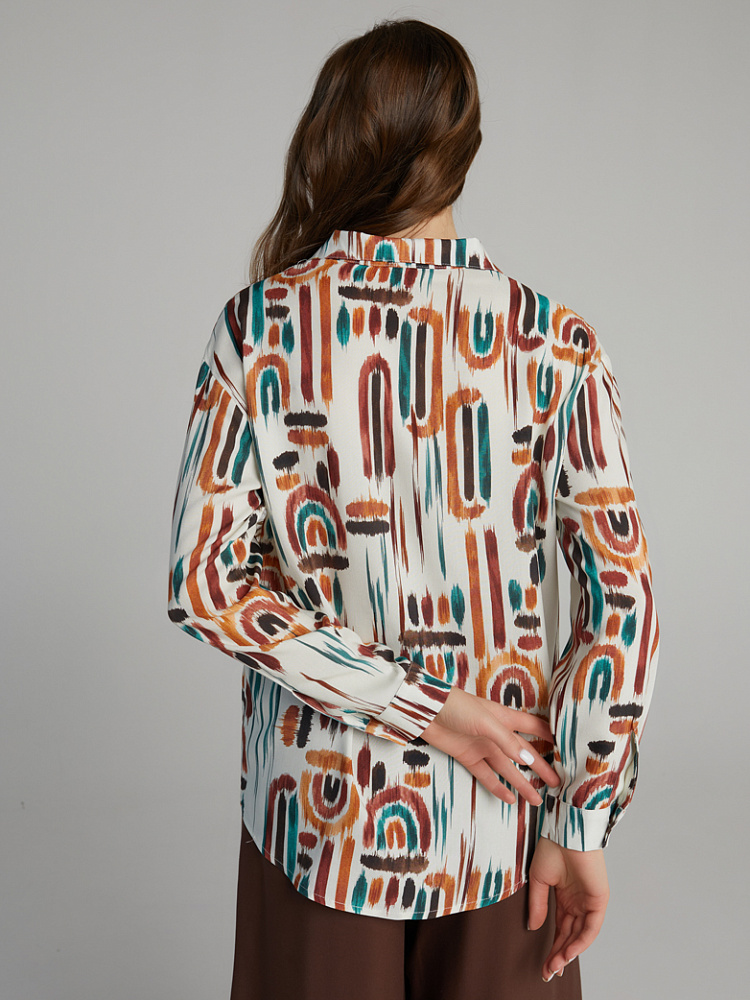 Рубашка с длинным рукавом из струящегося штапеля Pretty Акварель_10047