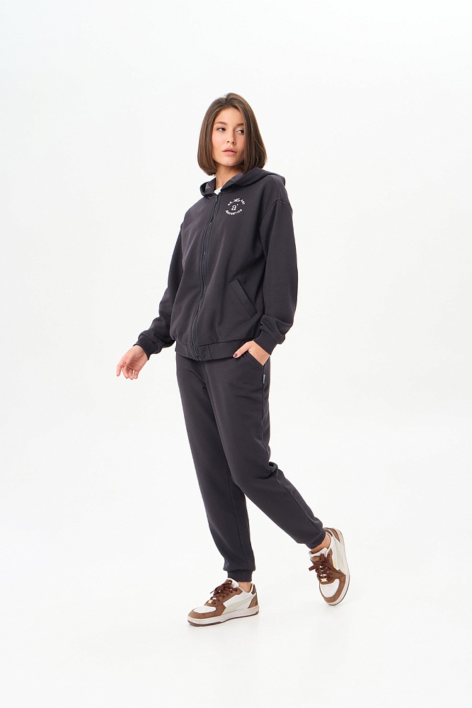 Худи на молнии из футера Art place Графит_16813