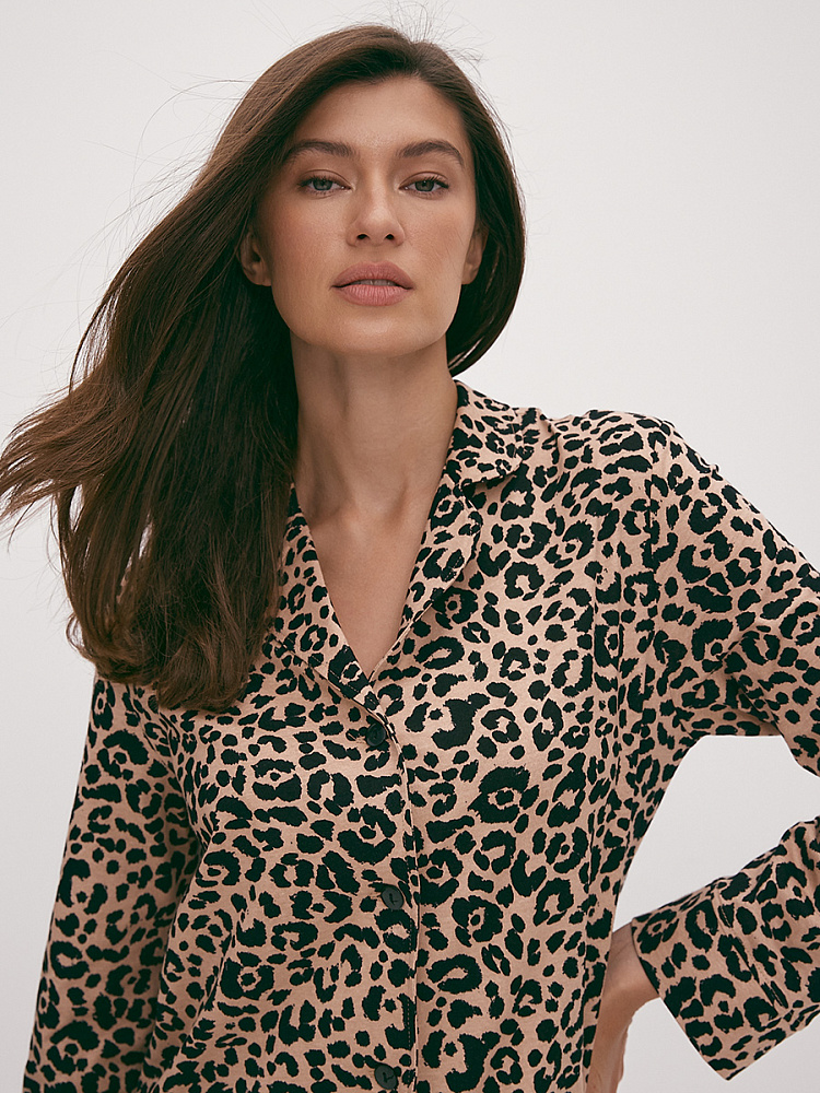 Пижама из хлопка, комплект Slow beauty Леопардовый_13157