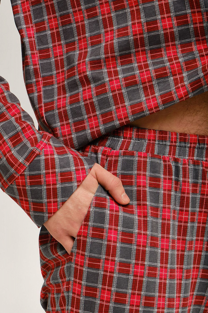 Брюки мужские из хлопка David Красно-серая клетка_12515