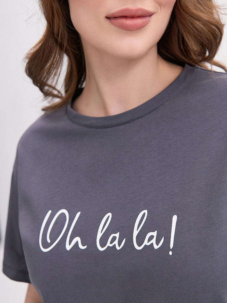 Пижама трикотажная, комплект Slow Dreams Графит/Надписи графит_13942