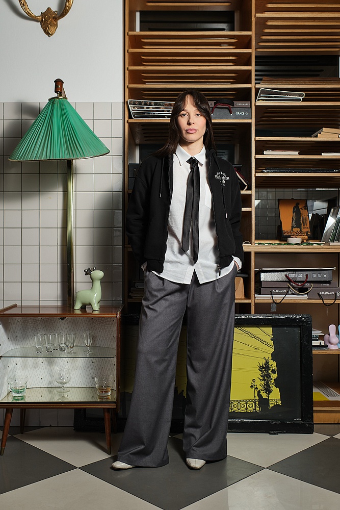 Брюки широкие паллацо Chic Серый_19205